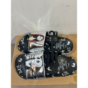 Disney Nightmare Before Christmas Jack Sally Metallic Slide Sandals Size 7